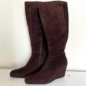 Prada Vintage Suede Wedge Tall Boots